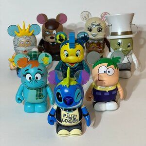 Lot of 8 Disney Vinylmation | Stitch, Ferb, Flounder, Jiminy Cricket